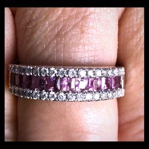 Diamond and pink sapphire ring